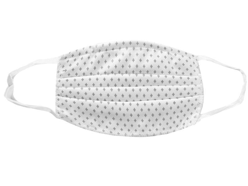 Qubo Face Mask Baltā Sejas 3-slāņu aizsargmaska (ar punktiņiem) ar gumijām mazgājama ar filtru