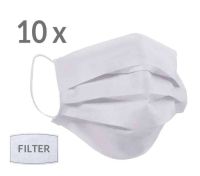 10 gab. x Qubo Face Mask Sejas 3-slāņu aizsargmaska ar gumijām mazgājama ar filtru